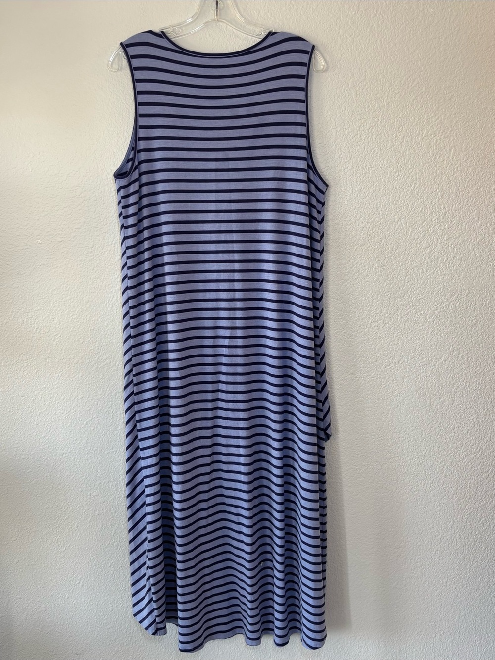 Soft Surroundings Sarina Striped Tank Dress Large Pima Cotton High Low Tulip Hem - Picture 3 of 10